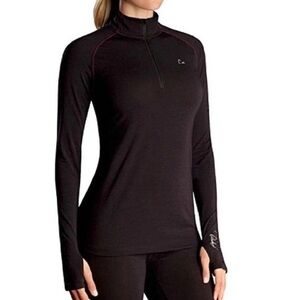 Paradox Womans Merino Wool Blend Performance Base Layer 1/4 Zip XL Black NWOT